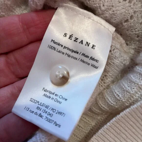 Sezane Lyna Sweater in Ecru sz M 100% merino wool - Picture 11 of 11